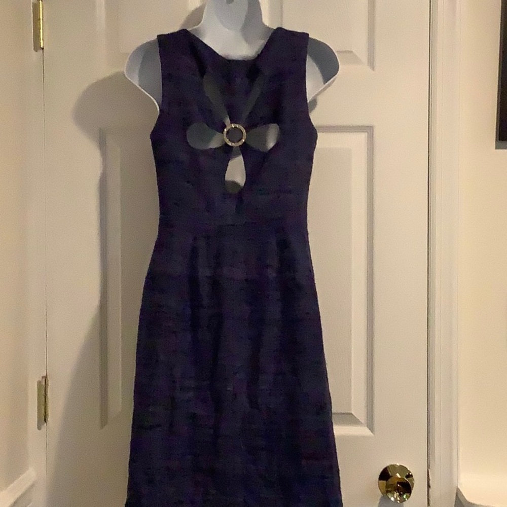 TRINA TURK 100% Silk Open back Blue/Purple Formal Classy Wedding Guest Dress 0